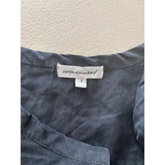 Unsubscribed Tunic Top Women's Small Black Silk Button Front Lightweight Flowy - Picture 4 of 10